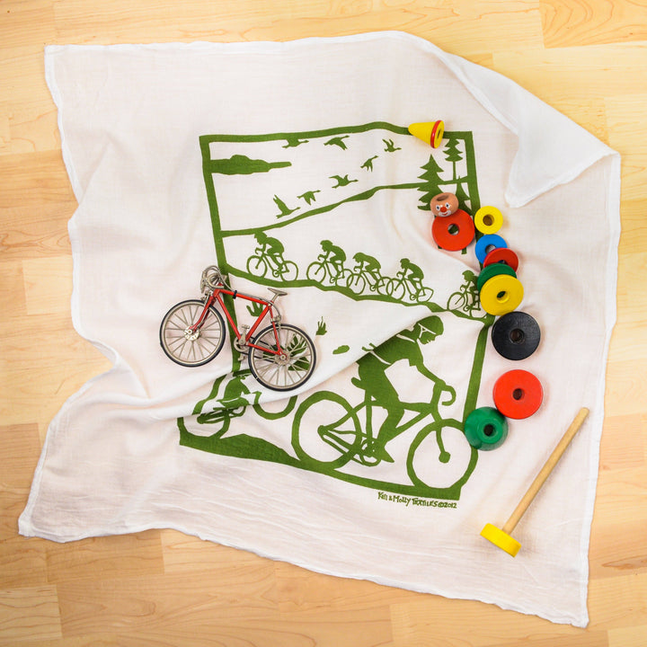 Flour Sack Dish Towel - Bikes