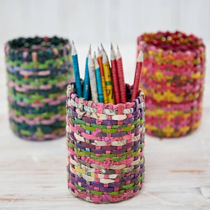 Recycled Newspaper Round Pencil Holder