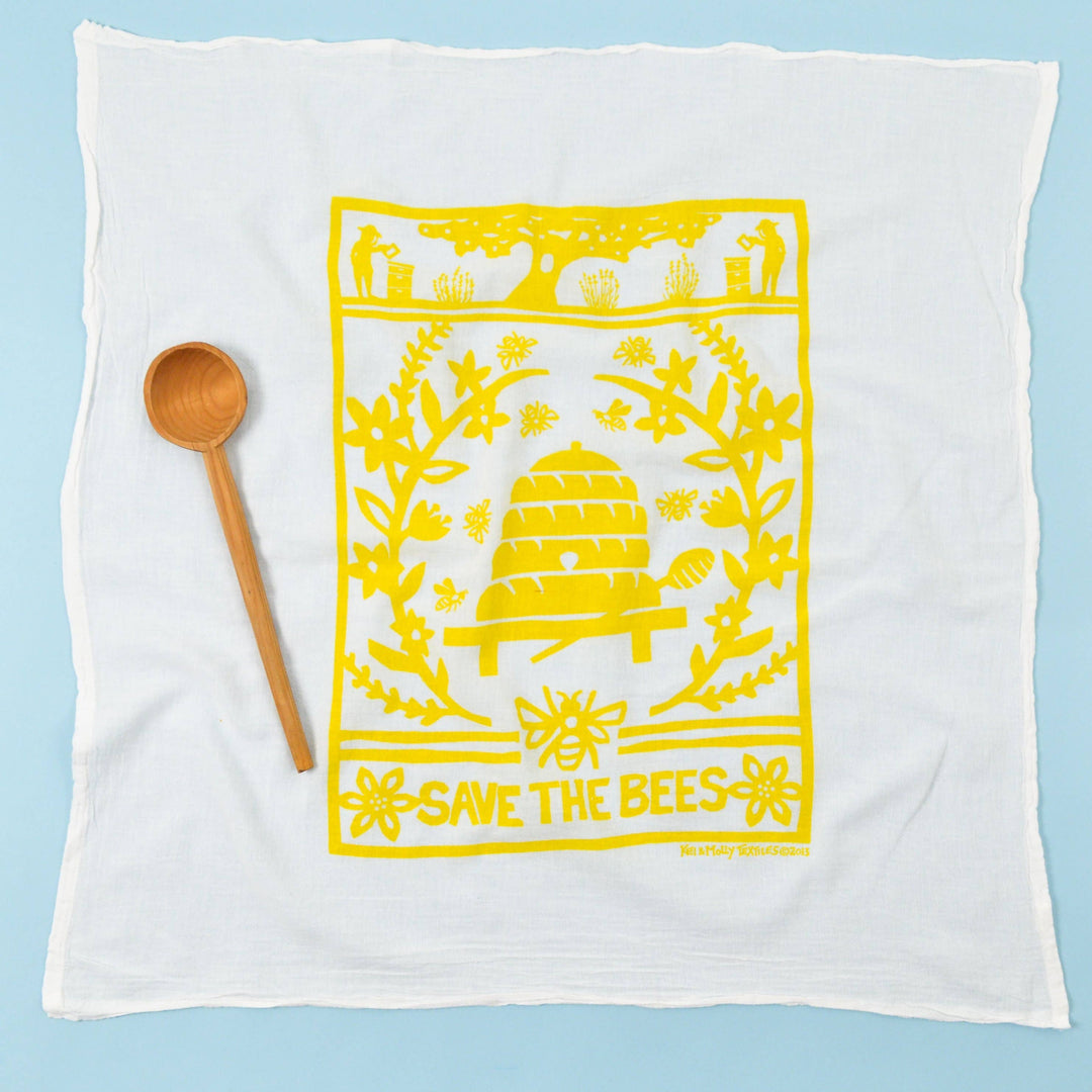 Flour Sack Dish Towel - Bees