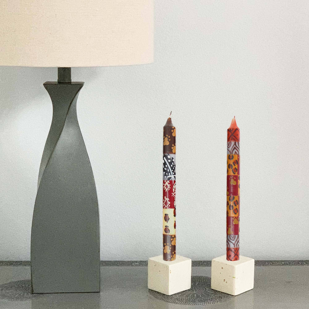 Hand Painted Dinner Candle Pair - Uzima Design