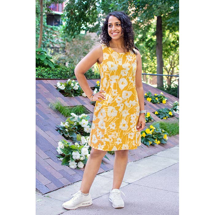 Boardwalk Dress: Painted Floral Harvest Gold