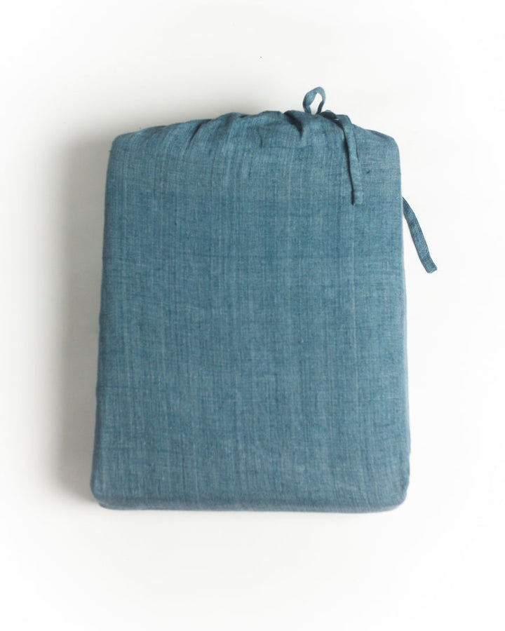 Linen Duvet Cover Set - Denim Blue