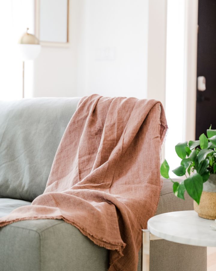 Stone Washed Linen Throw Blanket