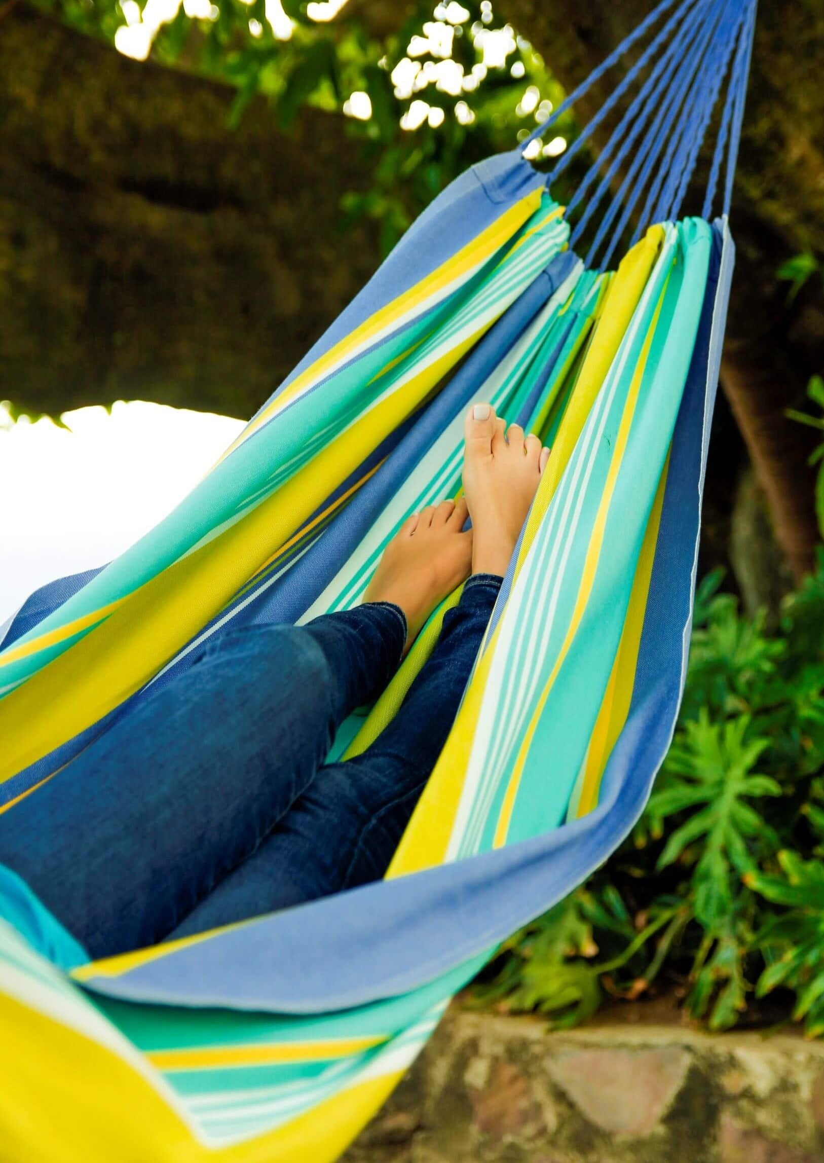 Striped Blue Green Cotton Canvas Hammock | OCEAN
