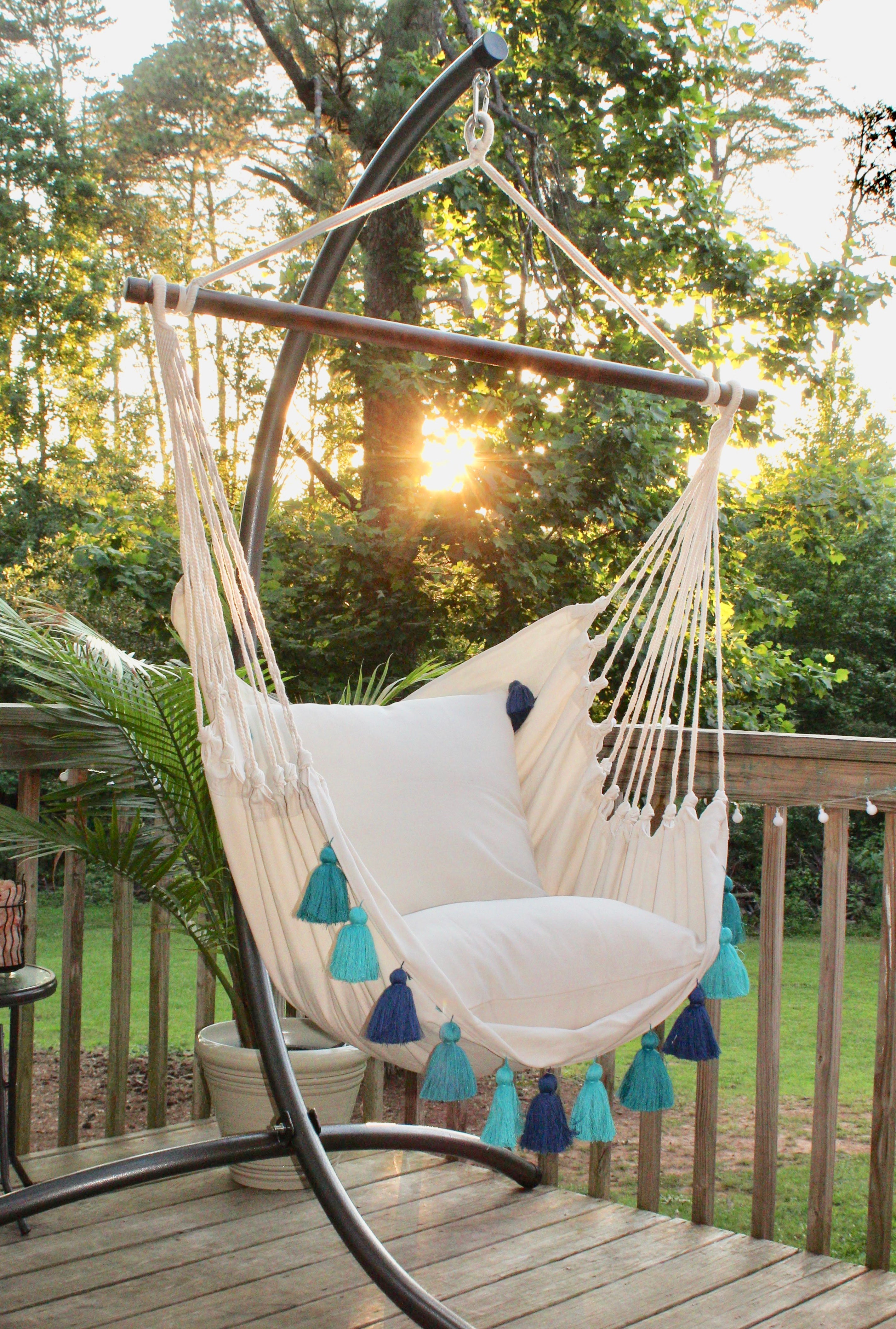 Boho Hammock Chair Swing with Tassels | LILY BLUE
