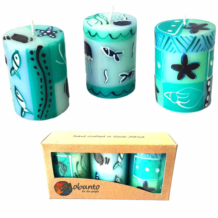 Hand Painted Votive Candles Set of 3 - Samaki Design