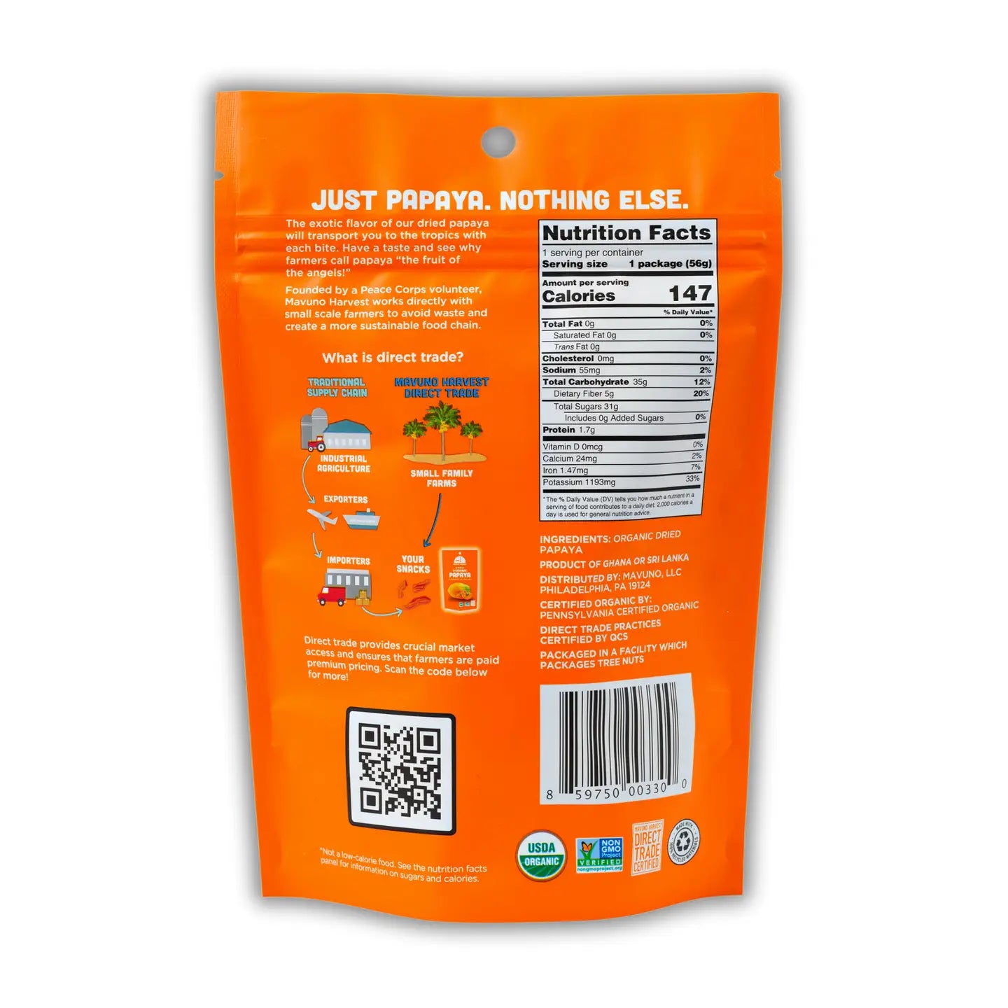 Dried Organic Papaya