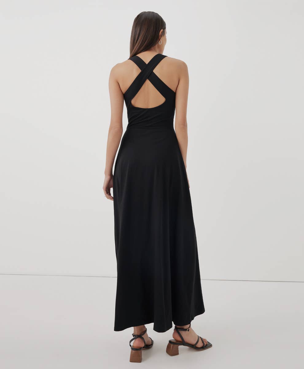 Fit & Flare Open Back Maxi Dress