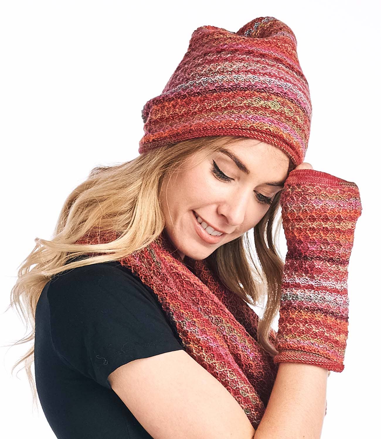 Alpaca Beanie - Printed - Saffron