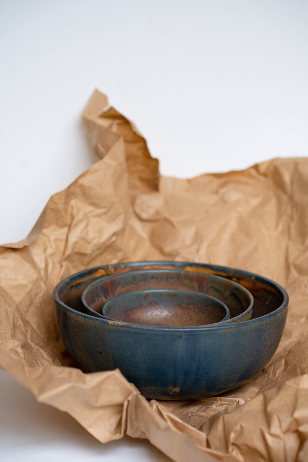 Handmade Ukrainian Stoneware Nesting Bowl Set