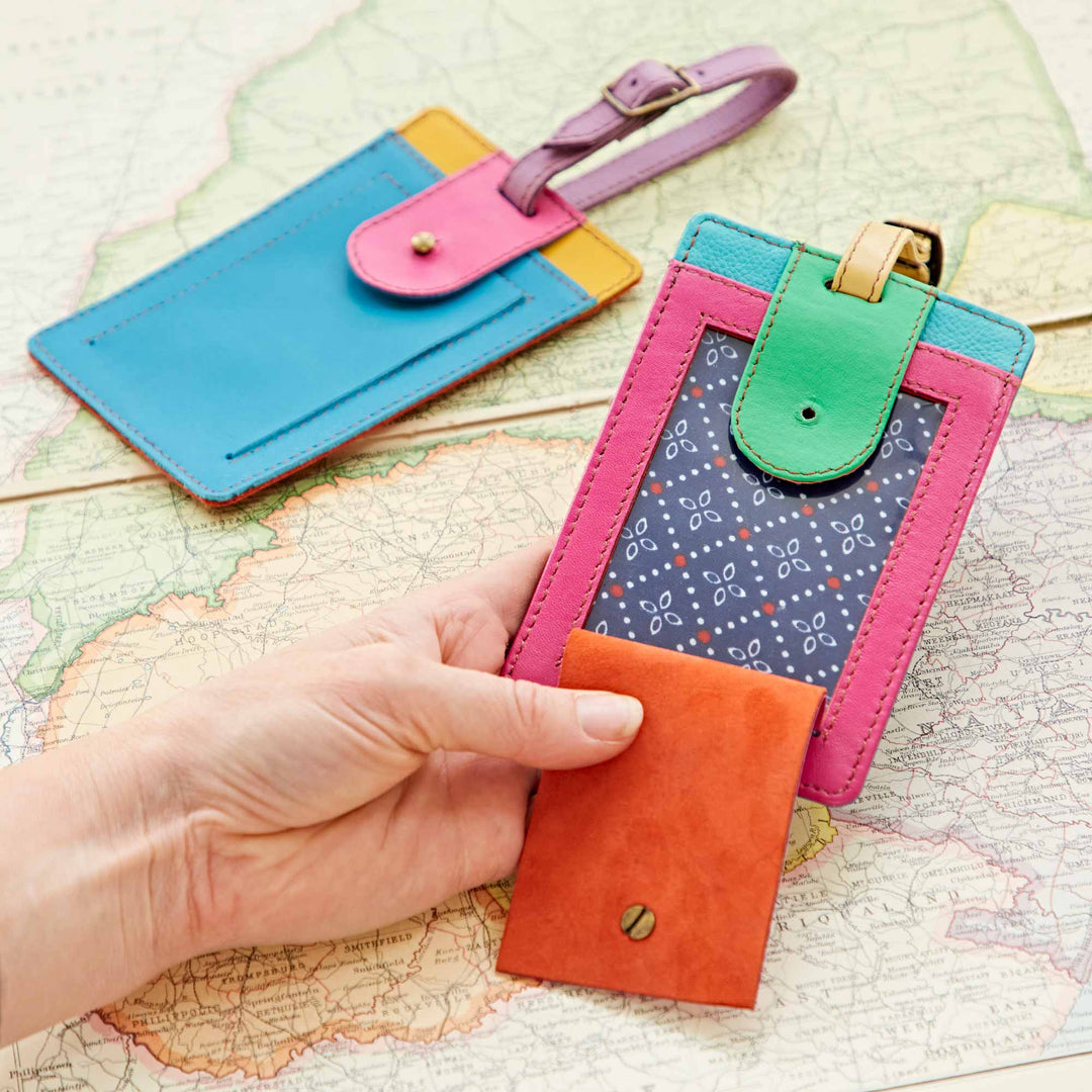 Recycled Leather Luggage Tag - Handmade