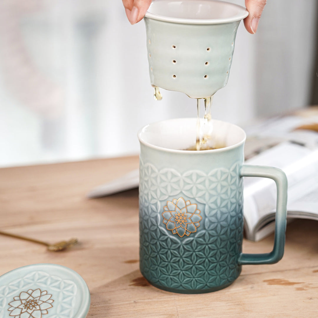 Flower of Life 3-in-1 Tea Mug with Infuser