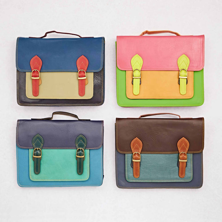 Multicoloured Recycled Leather Satchel