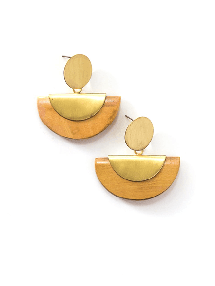 Chord Geometric Wood Studs - Brass - Ethical Trade Co