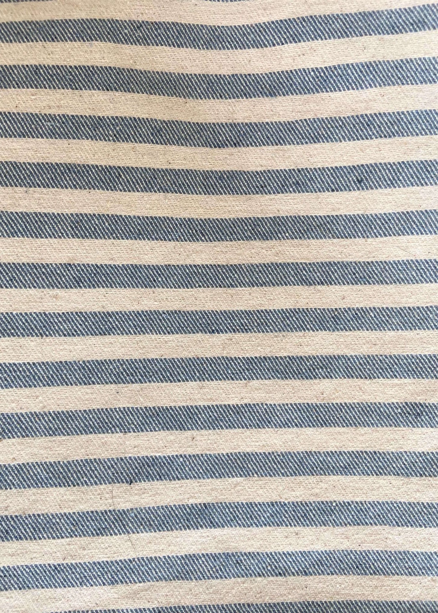 White and Blue Stripe Pillow Cover with Tassels