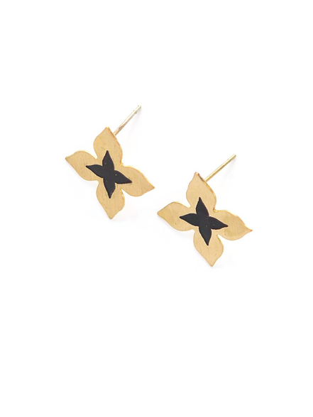 Wildflower Stud Earrings - Brass