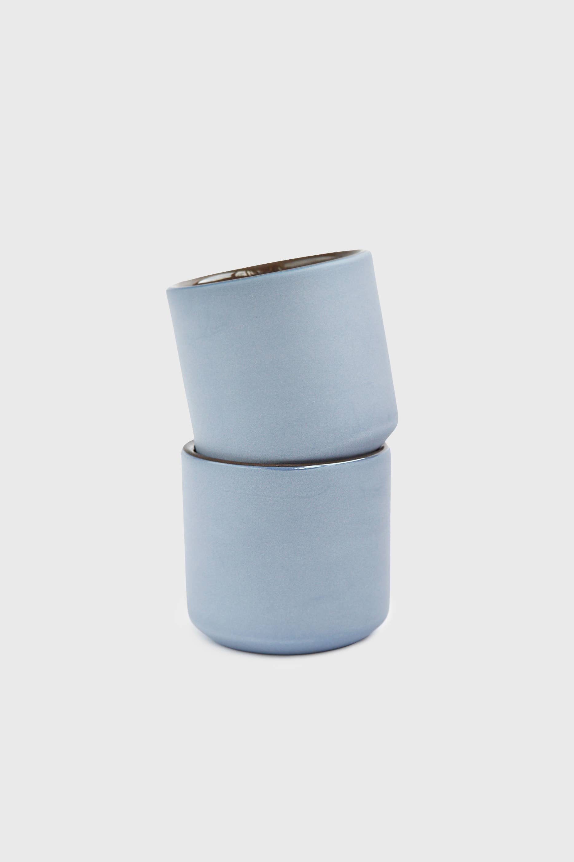 Handmade Porcelain Coffee Cup. Forget-me-Not/Chocolate medium