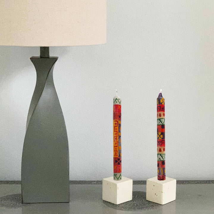 Hand Painted Dinner Candle Pair - Indabuko Design