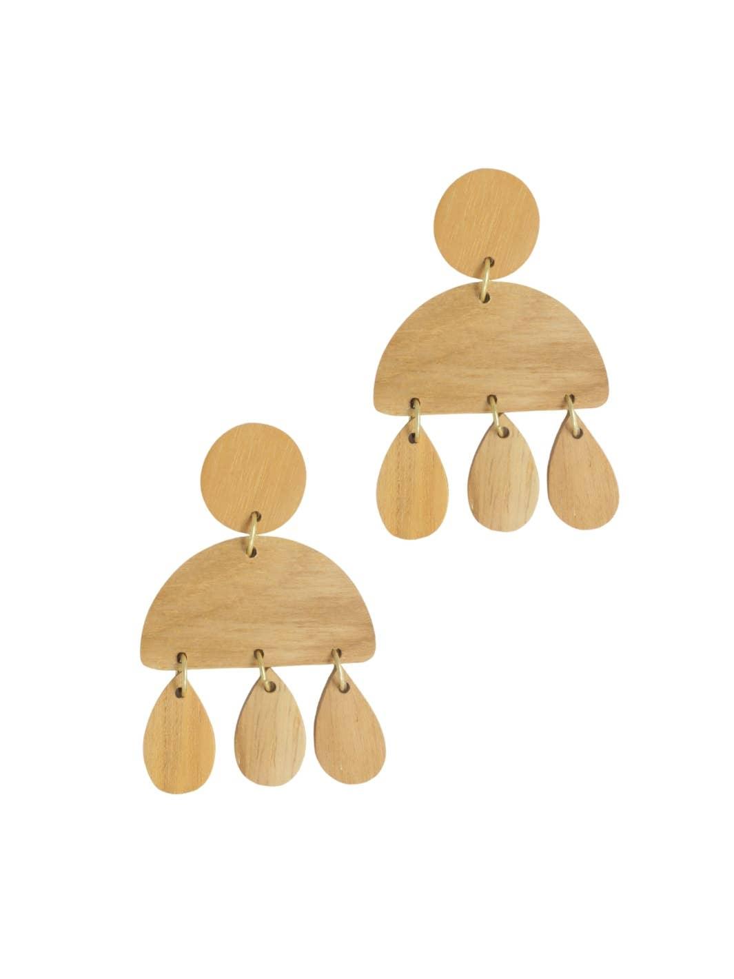 Droplets Wood Earrings - Ethical Trade Co