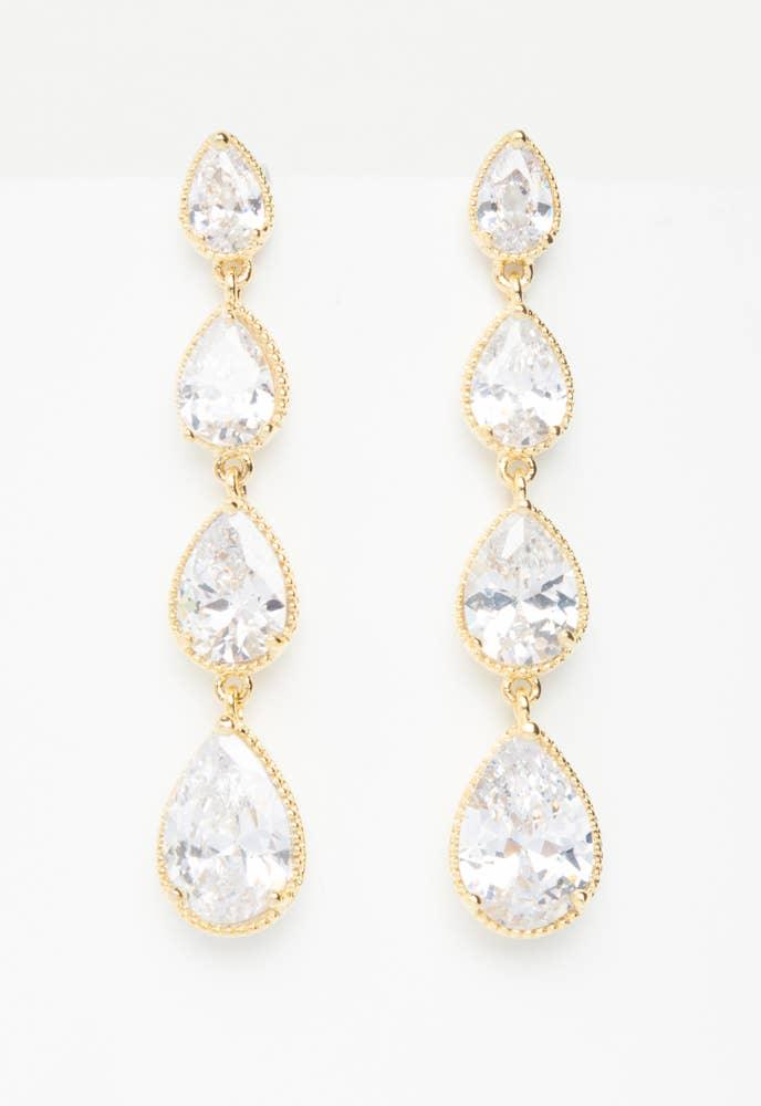 Drops of Elegance Gold and Zircon Earrings - Ethical Trade Co