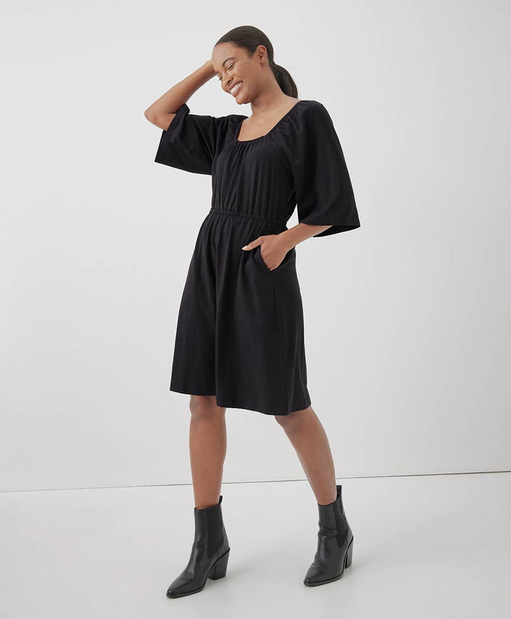 Luxe Jersey Flutter Sleeve Dress