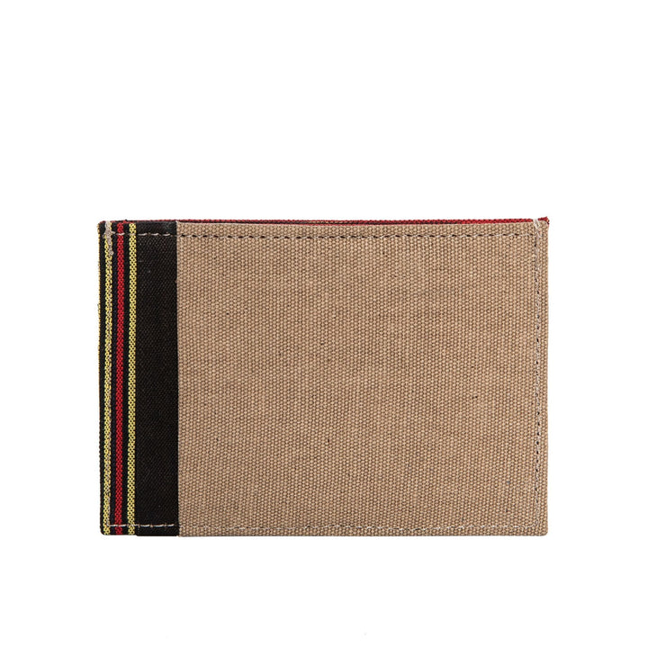 Red Leather Canvas Cardholder