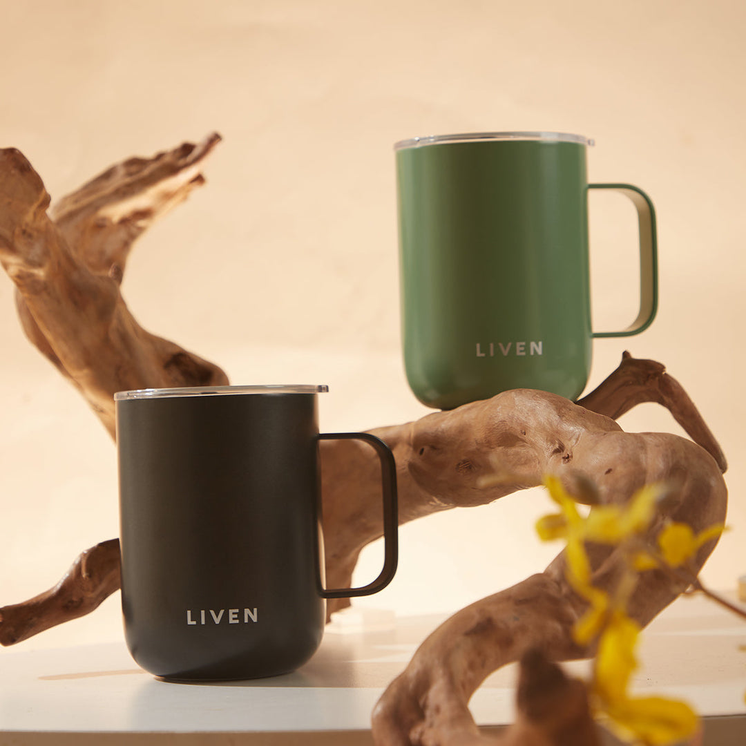 Liven Glow™ Ceramic-Coated  Stainless Steel Camp Mug 16 oz