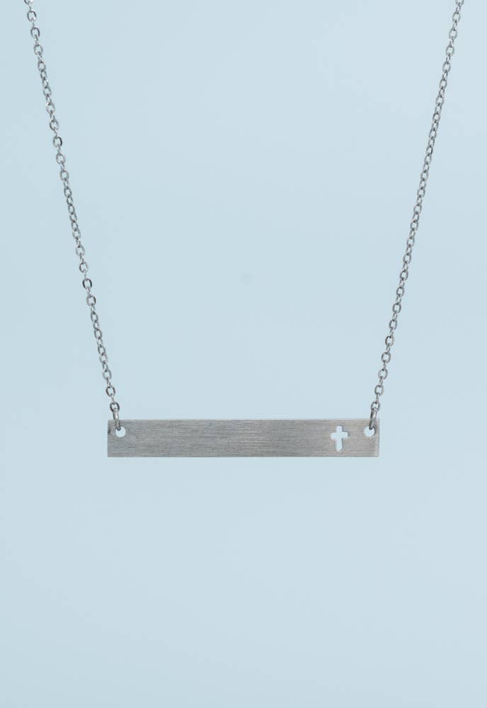 Layla Silver Cross Bar Necklace