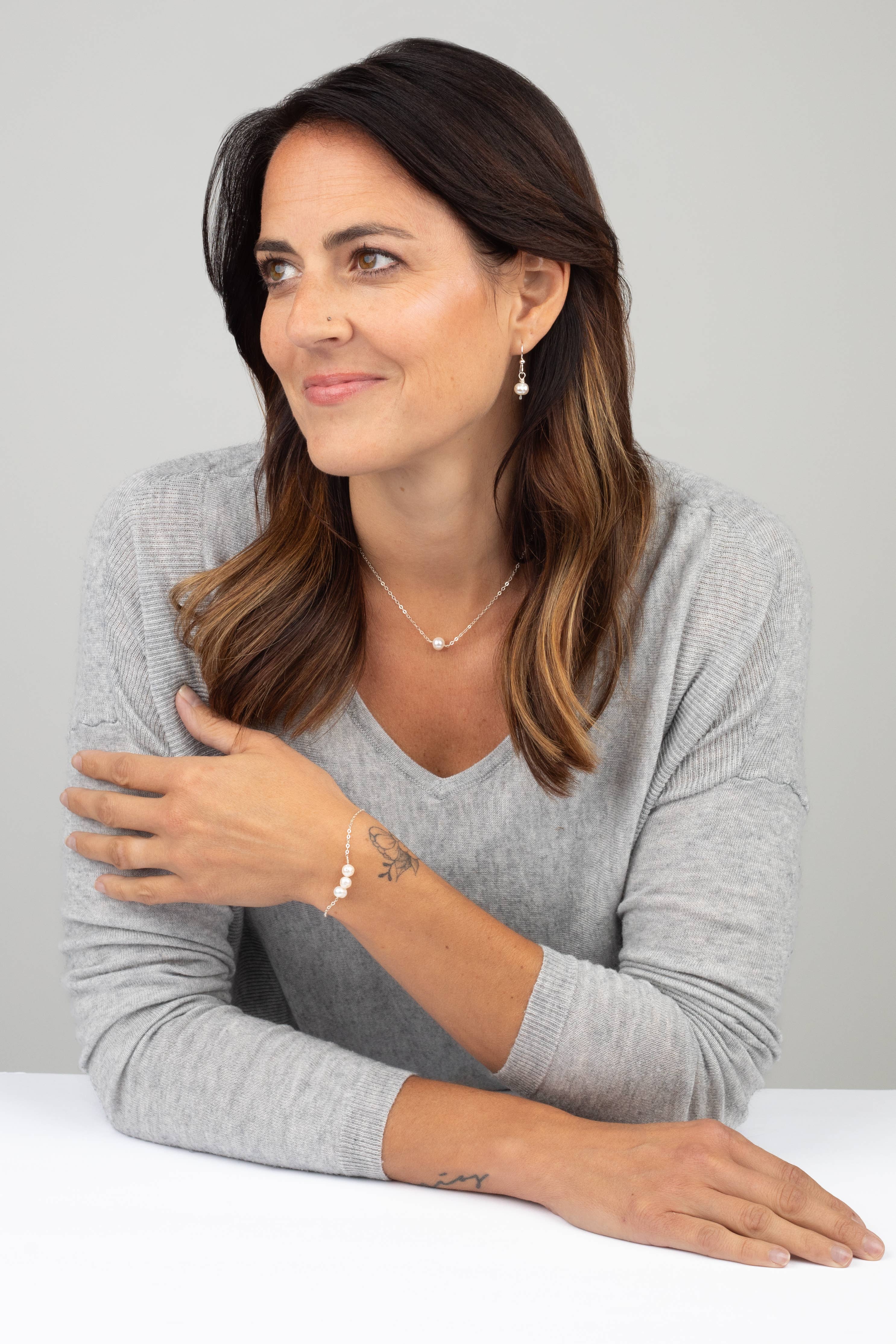 Leeda Pearl Necklace in Sterling Silver