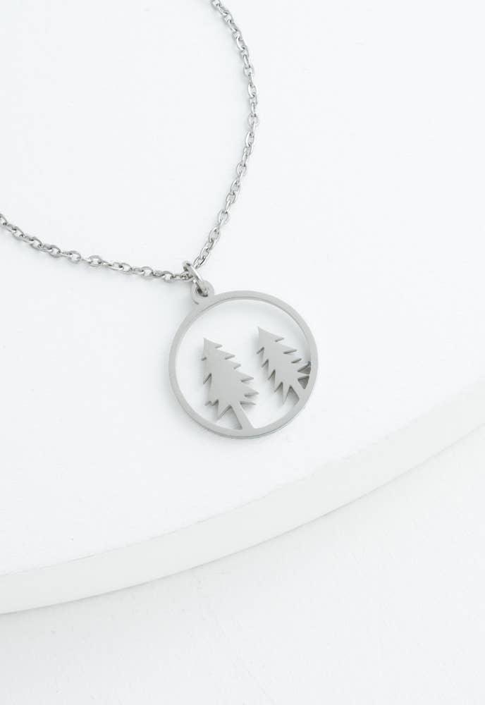 Evergreen Tree Necklace in Silver - Ethical Trade Co