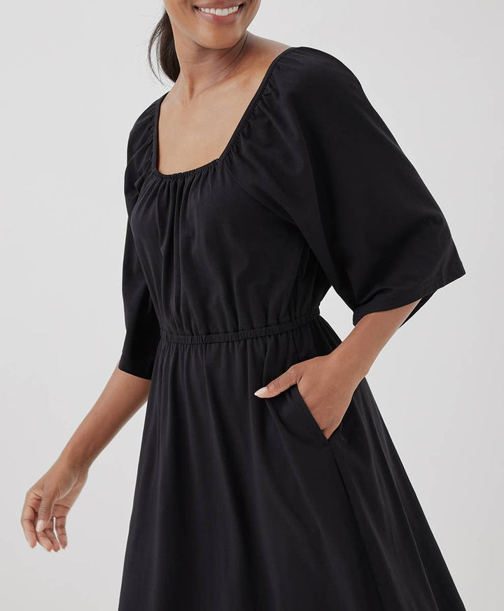 Luxe Jersey Flutter Sleeve Dress