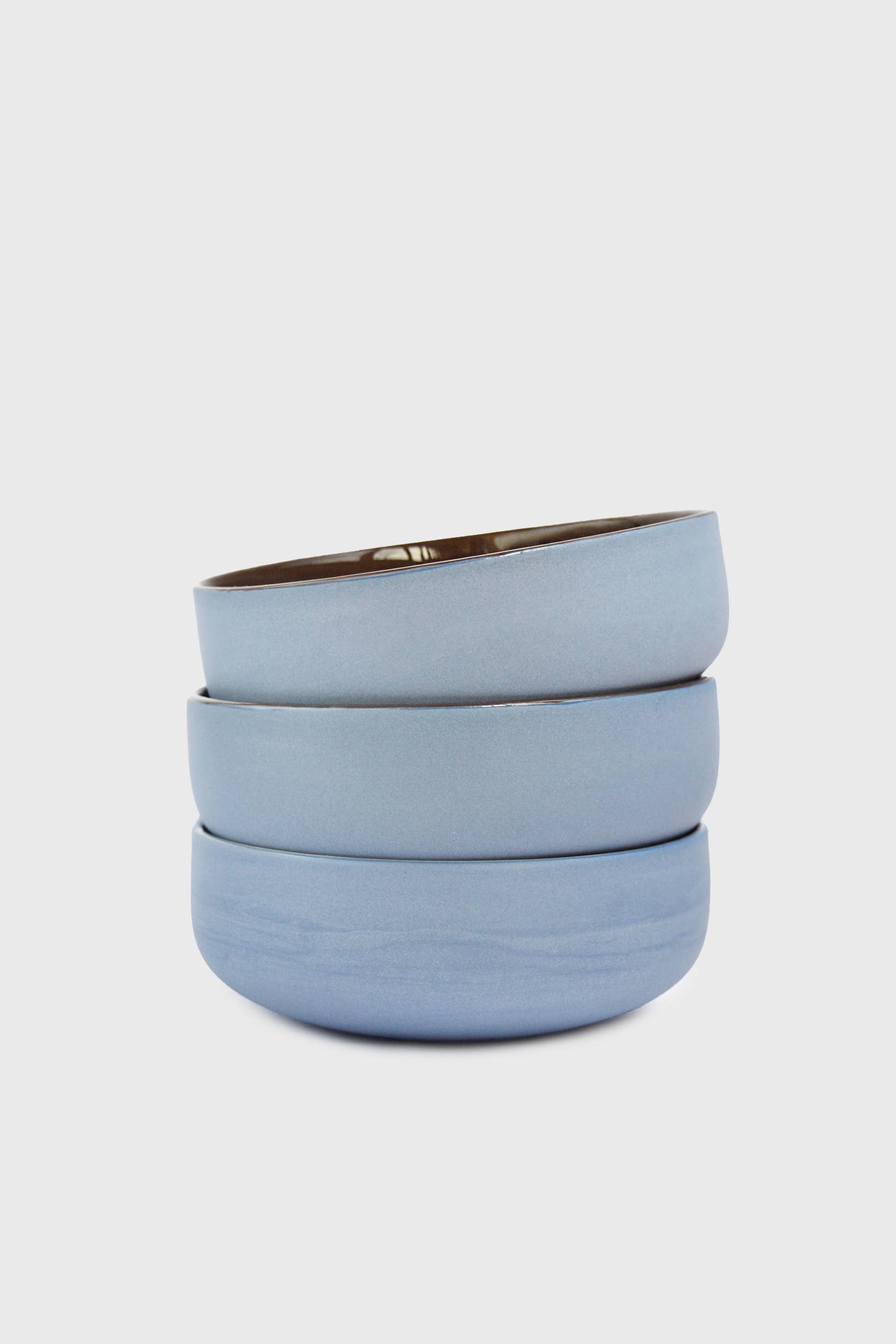 Handmade Porcelain Everyday Bowl. Forget-me-not/Chocolate