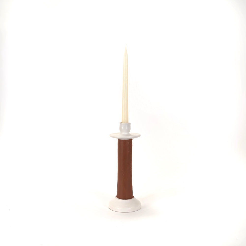 Leather-Wrapped Candle Holder