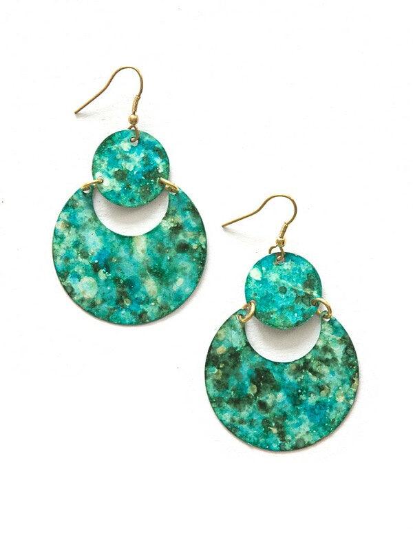 Fair Anita Cloudy Waters Painted Earrings - Turquoise - Ethical Trade Co