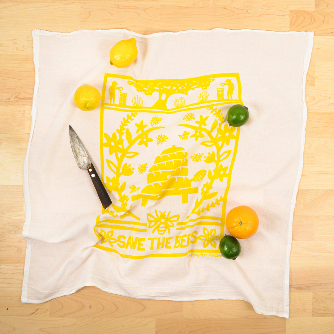 Flour Sack Dish Towel - Bees