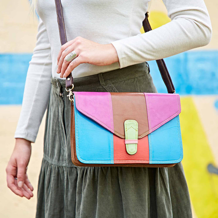 Jama Recycled Leather Multicoloured Rectangular Crossbody