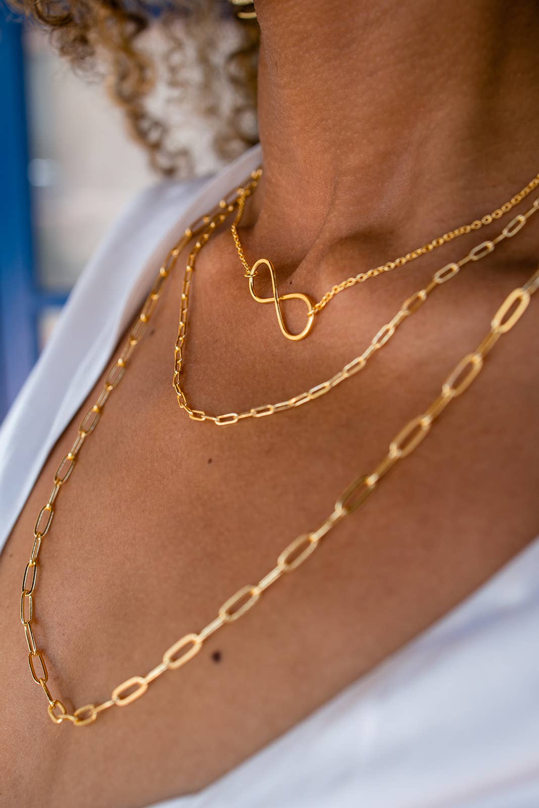 Frolic Paperclip Necklace: Gold tone