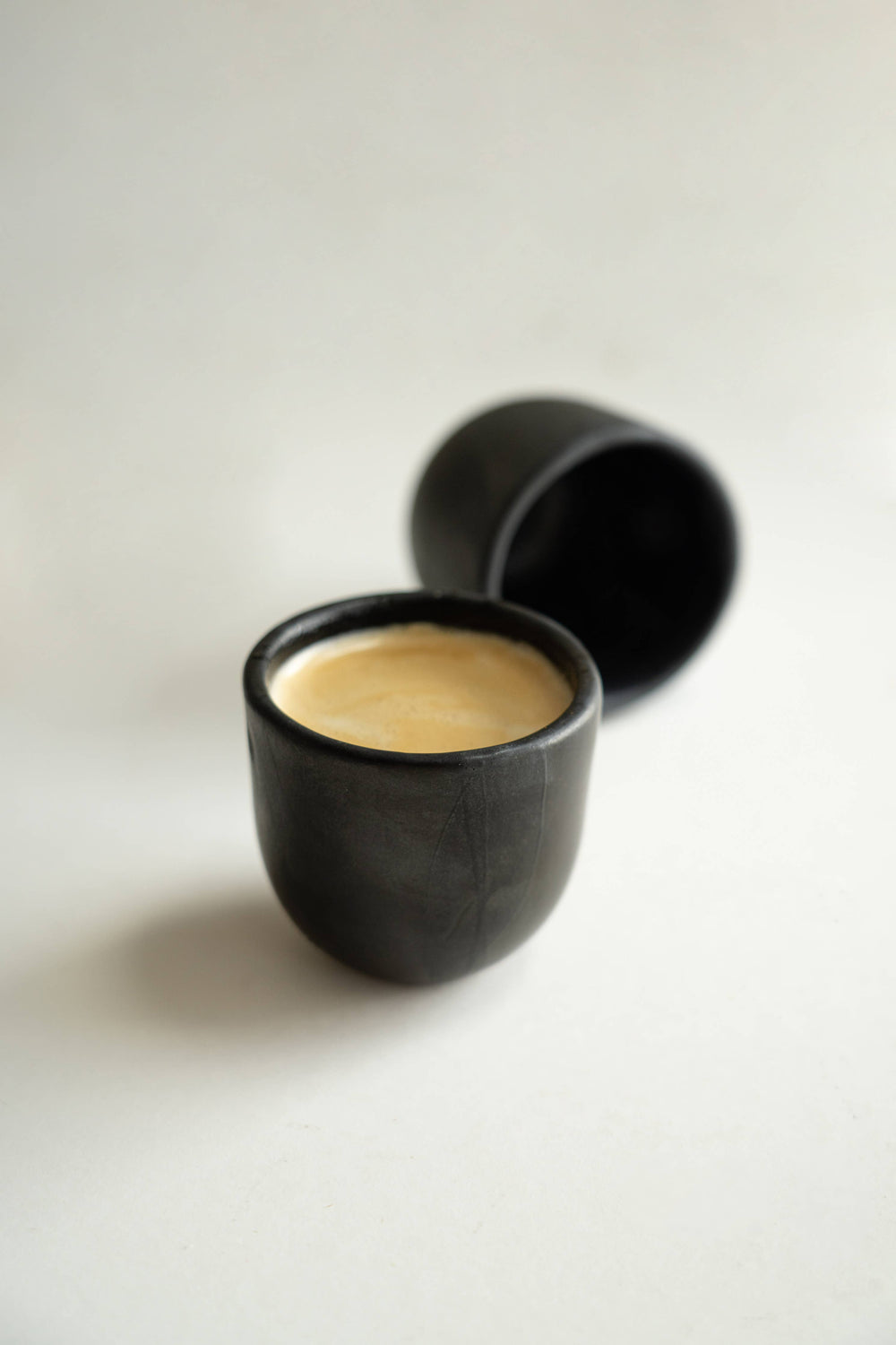 Black Stoneware Espresso Coffee Cup