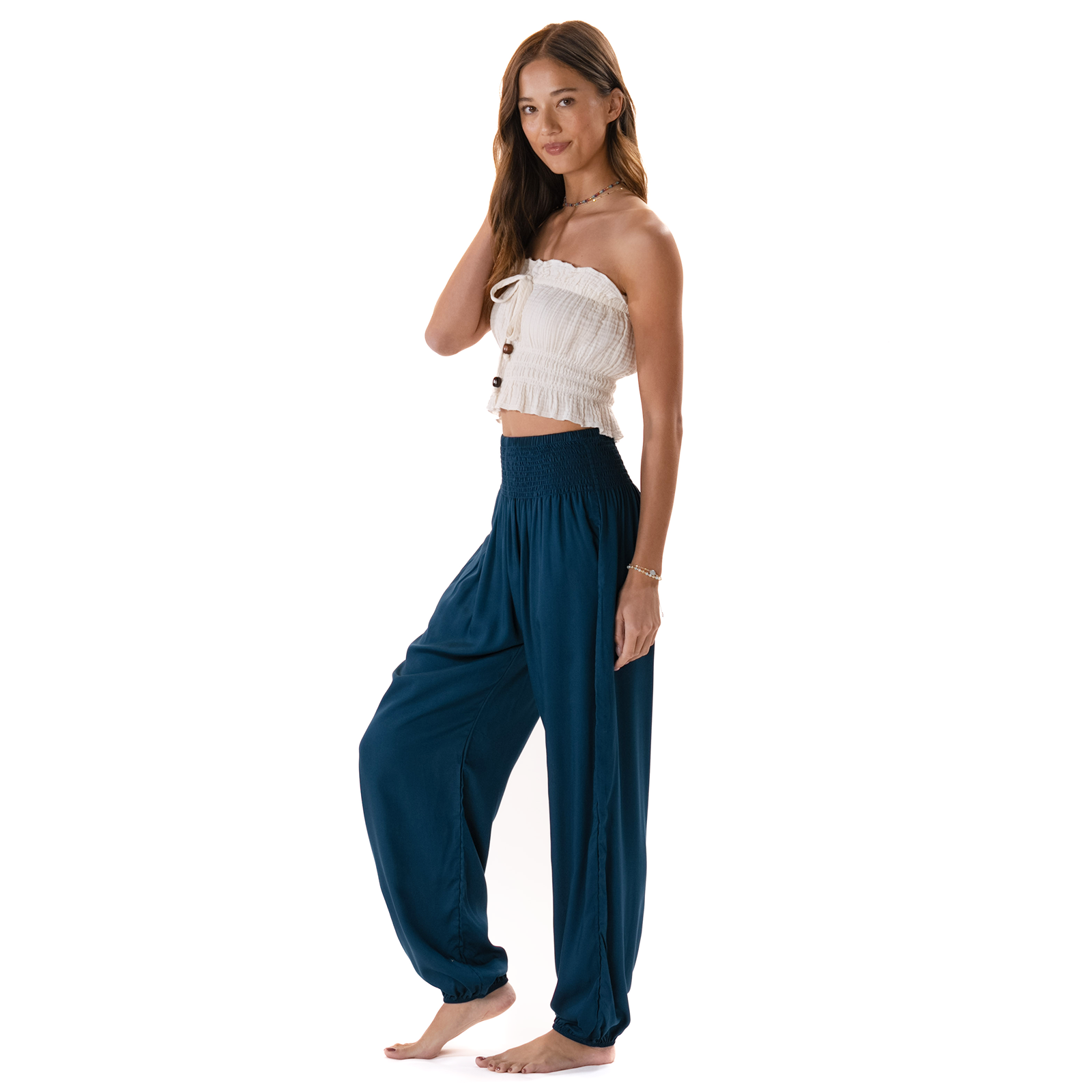 Tropic Teal Harem Pants with Pockets
