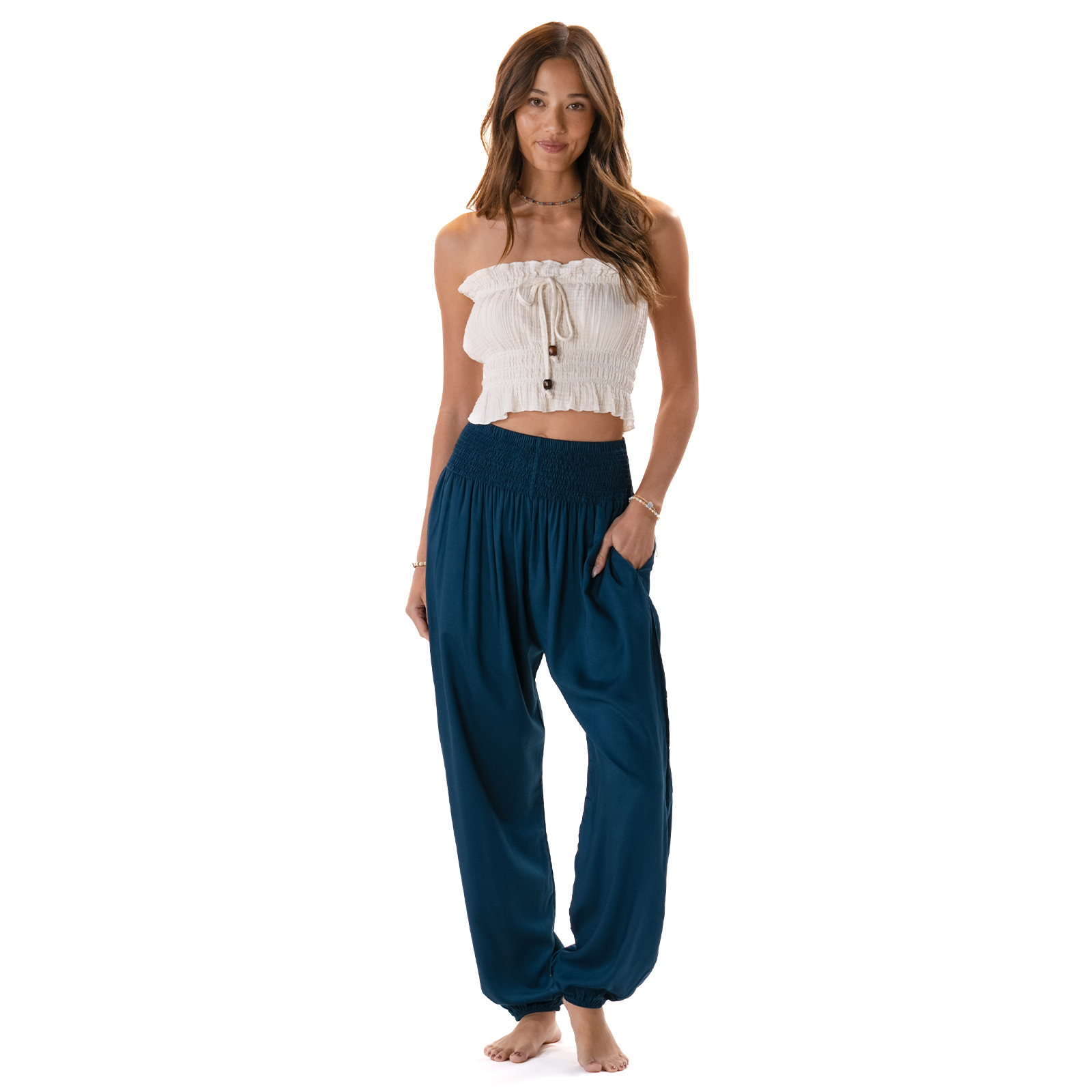 Tropic Teal Harem Pants with Pockets