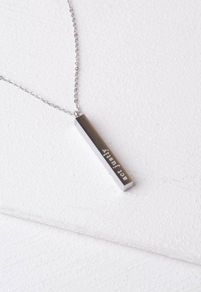 Give Justice Bar Necklace - Ethical Trade Co