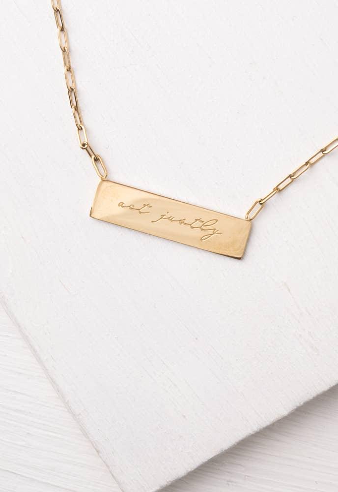 Give Mercy Gold Bar Necklace - Ethical Trade Co