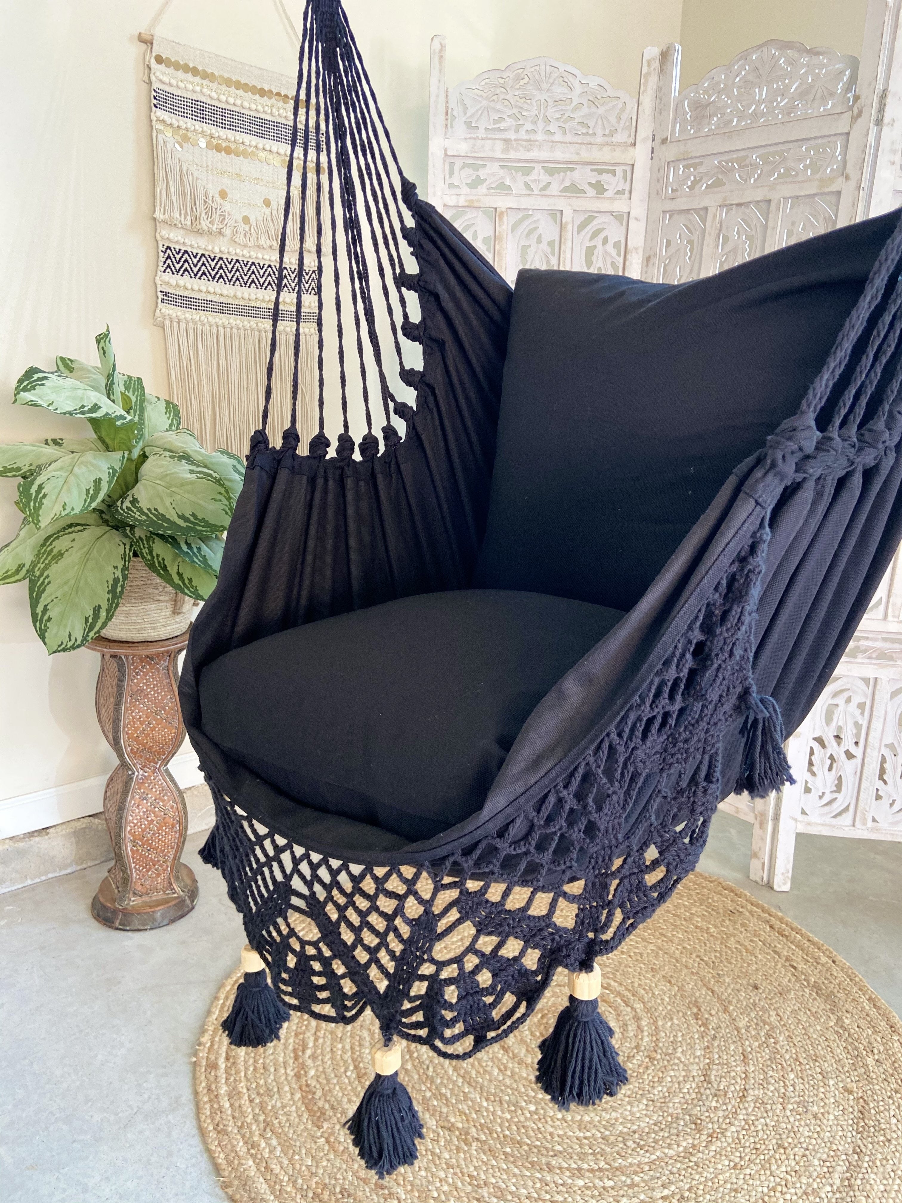 Black Crochet Hammock Chair | LUCIA BLACK