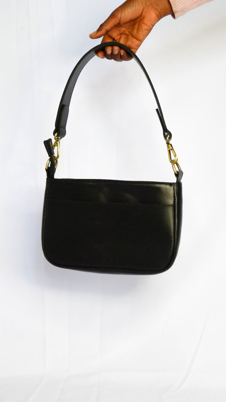 Jessica Leather Purse in Black Licorice