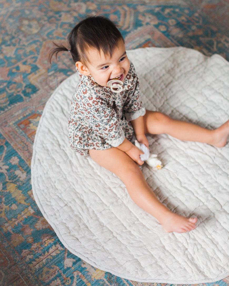 Stone Washed Linen Quilted Play Mat