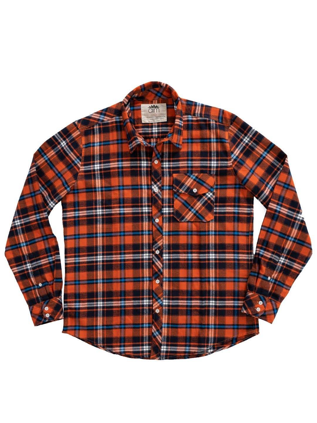 Orange Plaid Unisex Classic Flannel Shirt - Ethical Trade Co