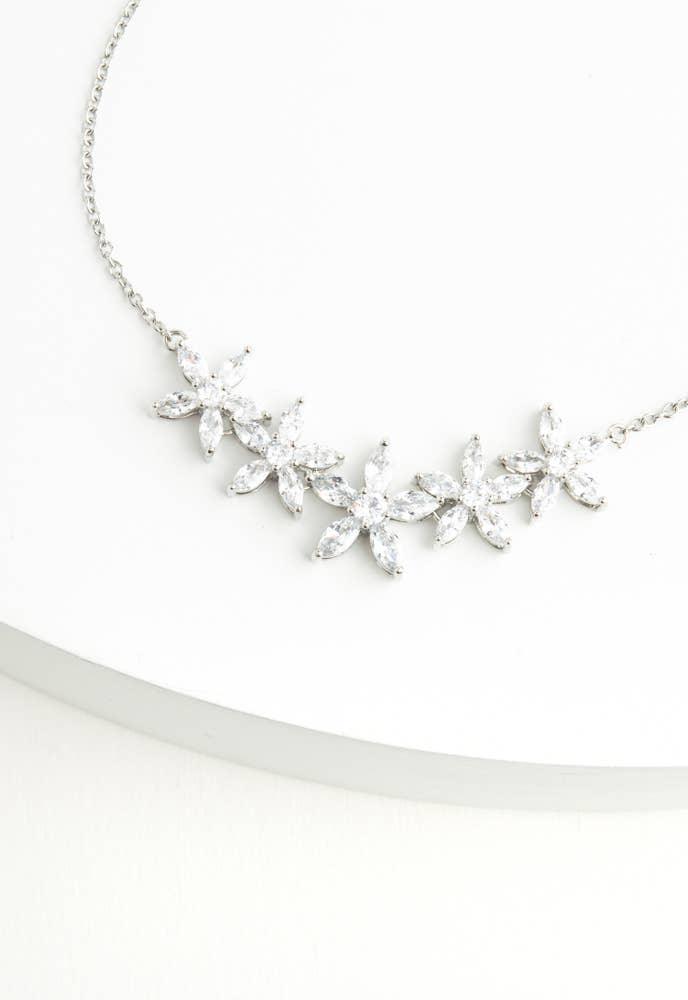 Radiant Bloom Platinum and Zircon Necklace - Ethical Trade Co
