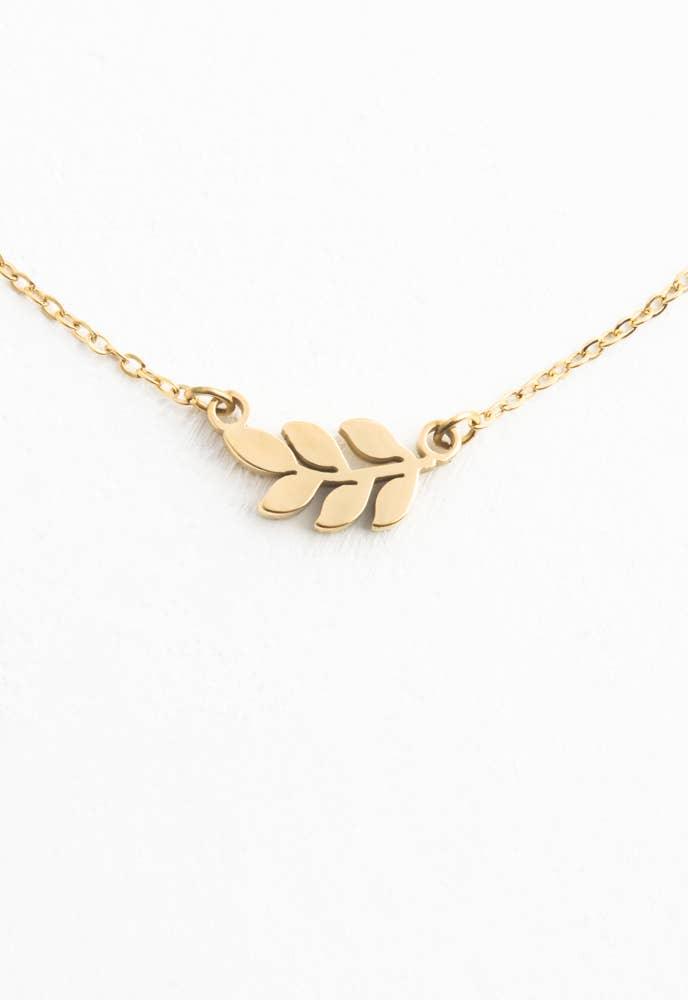 Rowen Leaf Necklace in Gold - Ethical Trade Co
