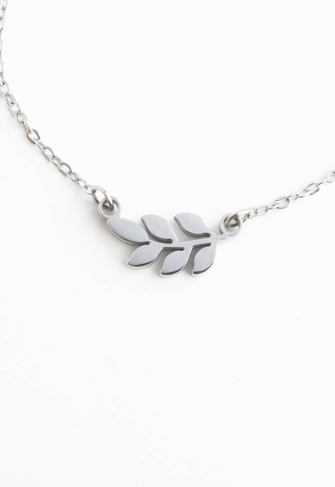 Rowen Leaf Necklace in Silver - Ethical Trade Co