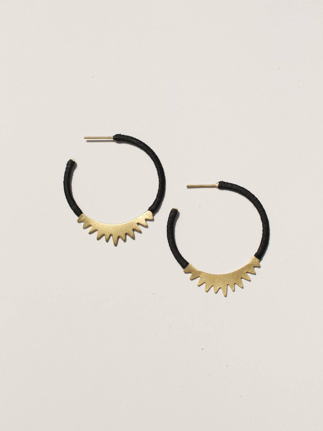 Spiked Brass Hoops Black - Ethical Trade Co